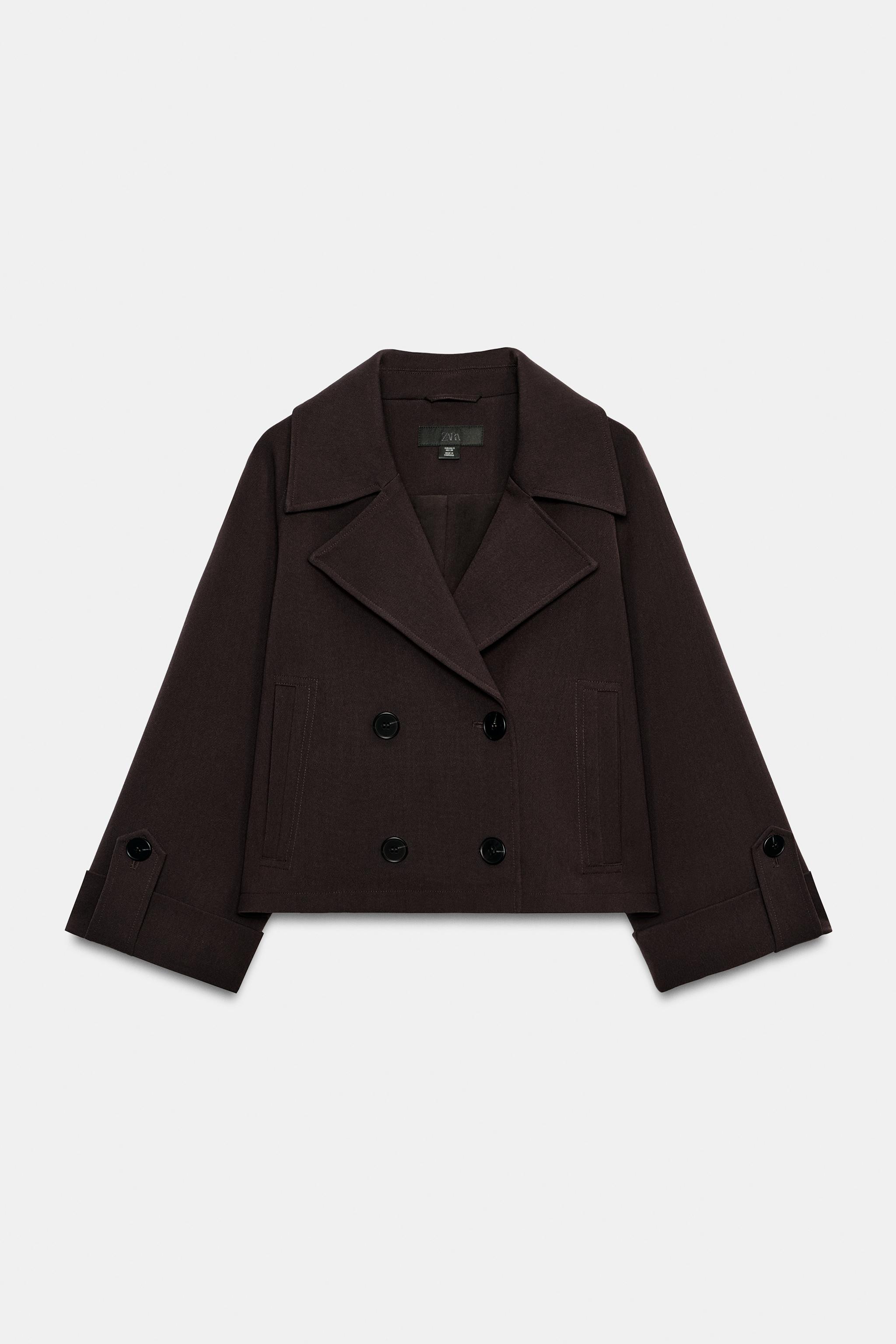 CROPPED TRENCH COAT WITH ROLLED SLEEVES